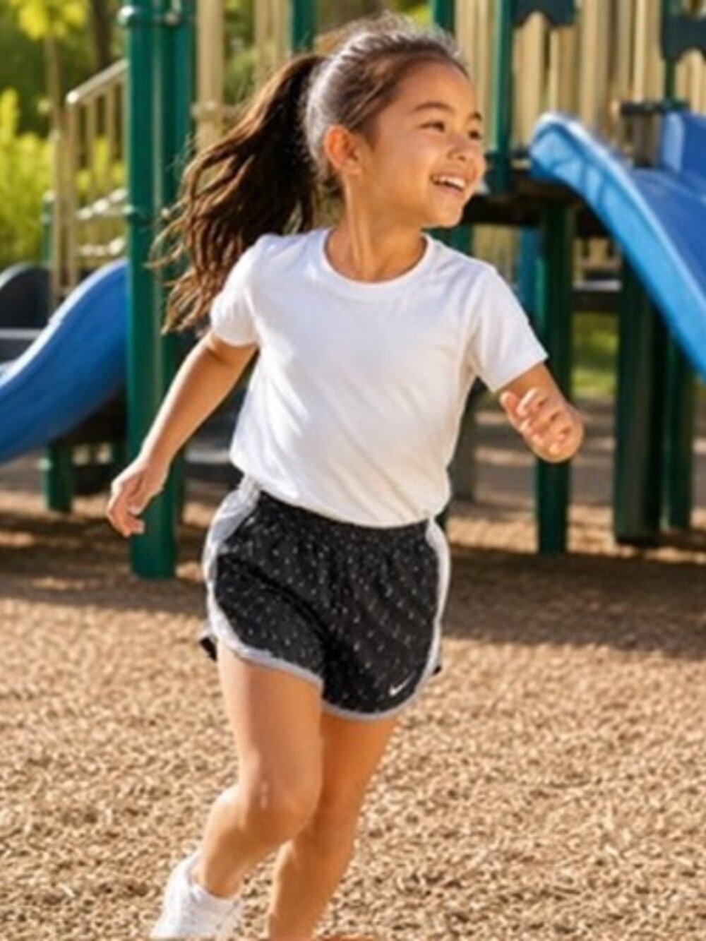 Nike Dri-FIT Kids Running Shorts Black Mini Swoosh Print Youth XS 5-6